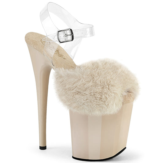 【PLEASER】FLAMINGO-808FUR プラットフォームシューズ Cream Faux Fur-Clr TPU/Cream【取寄】