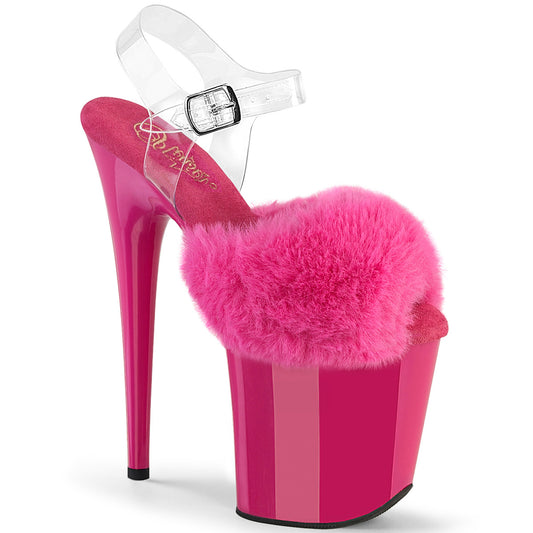 【PLEASER】FLAMINGO-808FUR プラットフォームシューズ Fuchsia Faux Fur-Clr TPU/Fuchsia【取寄】
