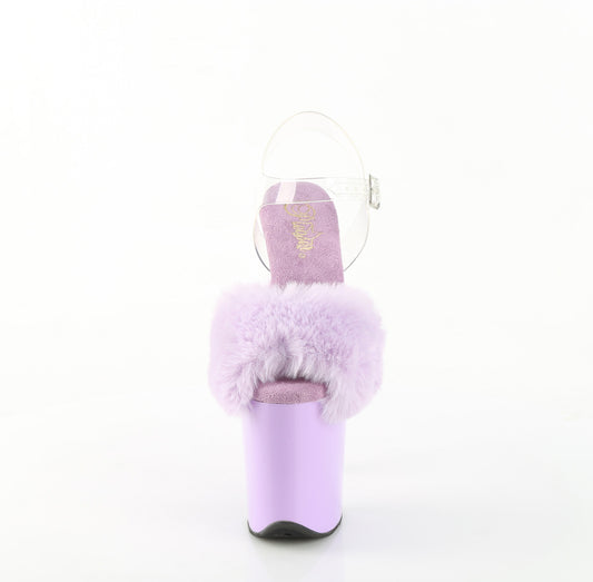 【PLEASER】FLAMINGO-808FUR プラットフォームシューズ Lavender Faux Fur-Clr TPU/Lavender【取寄】