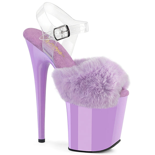 【PLEASER】FLAMINGO-808FUR プラットフォームシューズ Lavender Faux Fur-Clr TPU/Lavender【取寄】