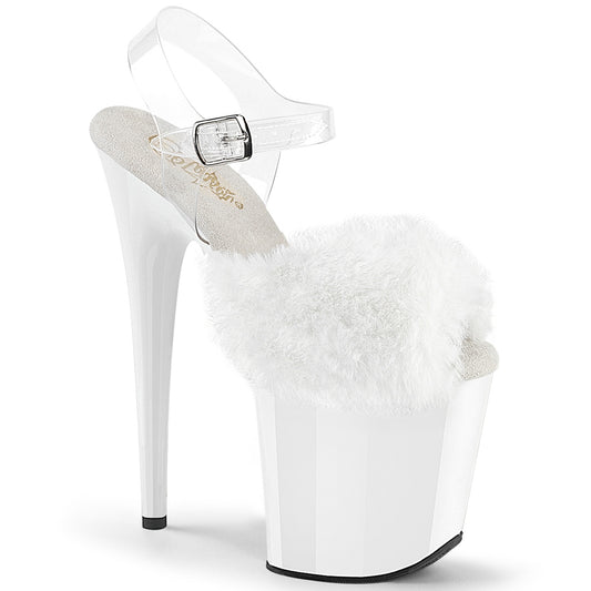 【PLEASER】FLAMINGO-808FUR プラットフォームシューズ Wht Faux Fur-Clr TPU/Wht【取寄】