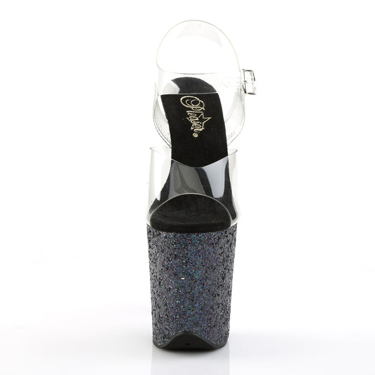 【PLEASER】FLAMINGO-808LG プラットフォームシューズ Clr/Blk Multi Glitter【取寄】