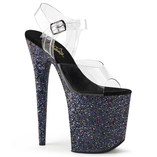 【PLEASER】FLAMINGO-808LG プラットフォームシューズ Clr/Blk Multi Glitter【取寄】