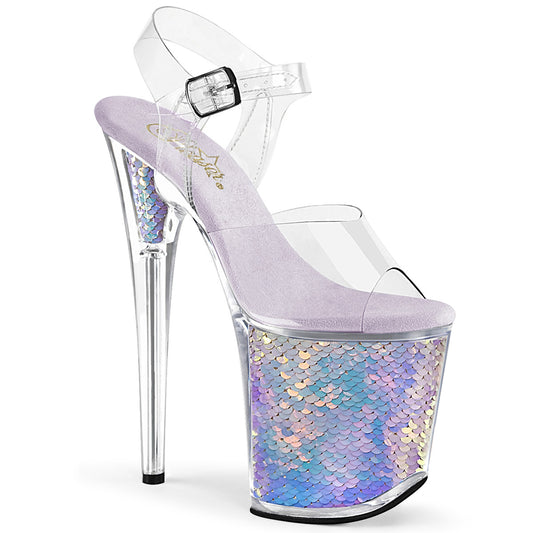 【PLEASER】FLAMINGO-808MC プラットフォームシューズ Clr/Lavender Hologram Inserts【取寄】