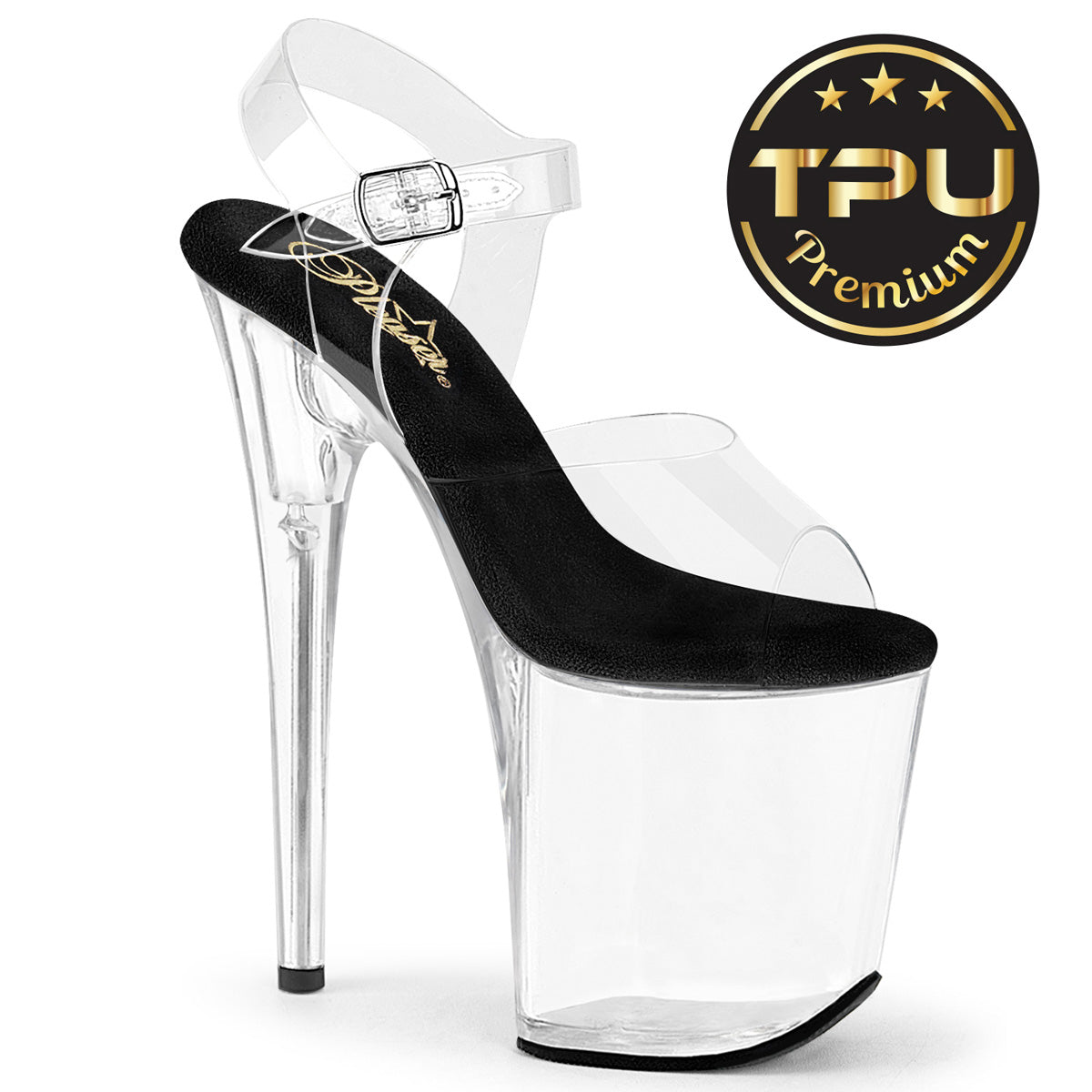 【PLEASER】FLAMINGO-808PREM プラットフォームシューズ Clr TPU-Blk/Clr【取寄】