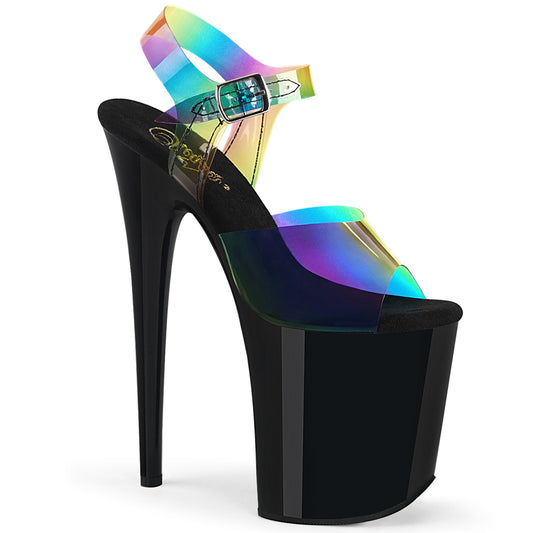 【PLEASER】FLAMINGO-808RB プラットフォームシューズ Rainbow PVC/Blk【取寄】