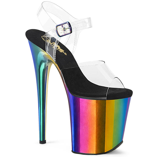 【PLEASER】FLAMINGO-808RC プラットフォームシューズ Clr/Rainbow Chrome【取寄】