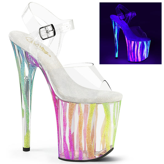 【PLEASER】FLAMINGO-808RG-03 プラットフォームシューズ Clr/Rainbow Glitter【取寄】