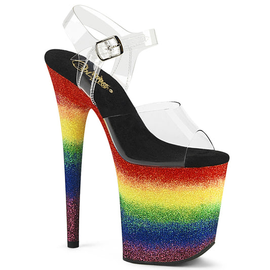 【PLEASER】FLAMINGO-808RG-04 プラットフォームシューズ Clr/Rainbow Glitter【取寄】