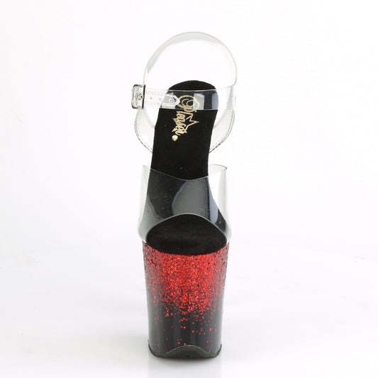 【PLEASER】FLAMINGO-808SS プラットフォームシューズ Clr/Blk-Red Multi Glitter【取寄】