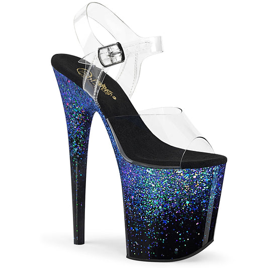 【PLEASER】FLAMINGO-808SS プラットフォームシューズ Clr/Blk-Blue Multi Glitter【取寄】