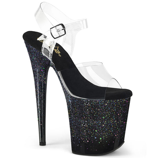 【PLEASER】FLAMINGO-808SS プラットフォームシューズ Clr/Blk Multi Glitter【取寄】