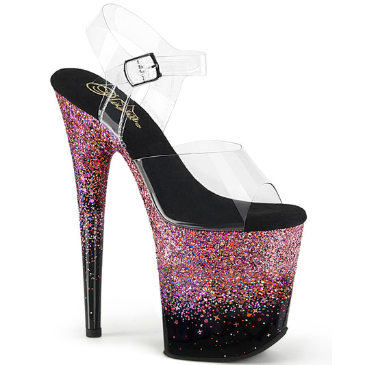 【PLEASER】FLAMINGO-808SS プラットフォームシューズ Clr/Blk-Pink Multi Glitter【取寄】