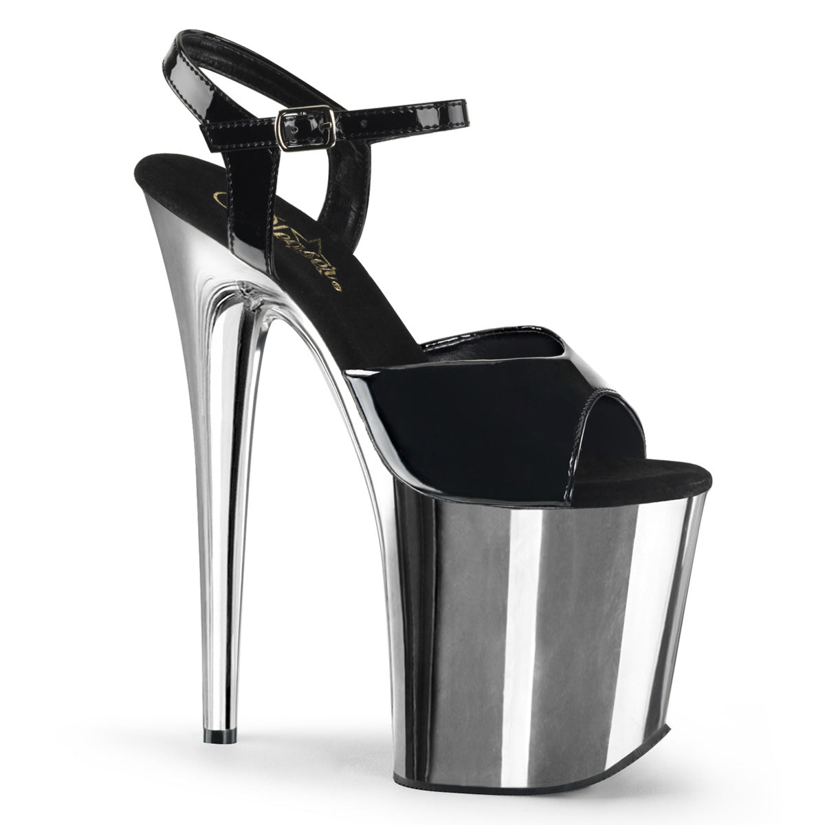 【PLEASER】FLAMINGO-809 プラットフォームシューズ Blk Pat/Slv Chrome【取寄】