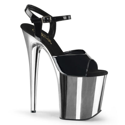 【PLEASER】FLAMINGO-809 プラットフォームシューズ Blk Pat/Slv Chrome【取寄】