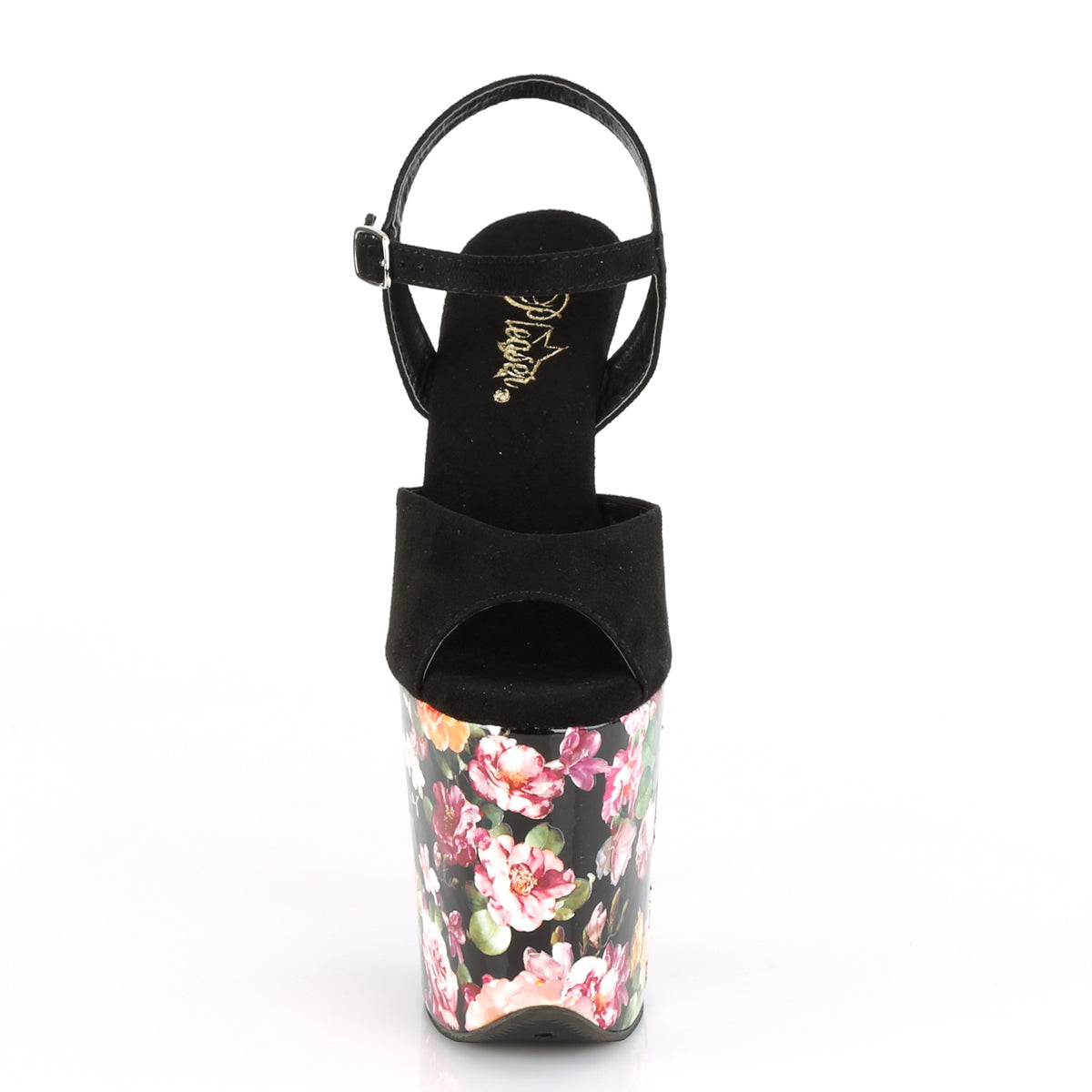 【PLEASER】FLAMINGO-809WR プラットフォームシューズ Blk Faux Suede/Flower Print Wrapped【取寄】