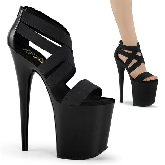 【PLEASER】FLAMINGO-869 プラットフォームシューズ Blk Elastic Band-Faux Leather/Blk Matte【取寄】