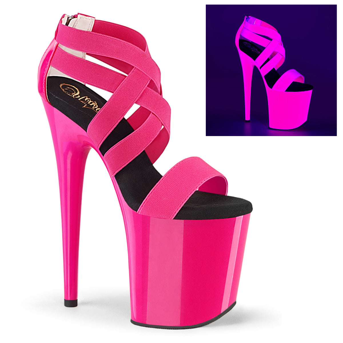 【PLEASER】FLAMINGO-869UV シューズ Neon H. Pink Elastic Band-Pat/Neon H. Pink【取寄】