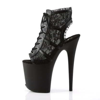 【PLEASER】FLAMINGO-896LC プラットフォームシューズ Blk Mesh-Lace/Blk Matte【取寄】