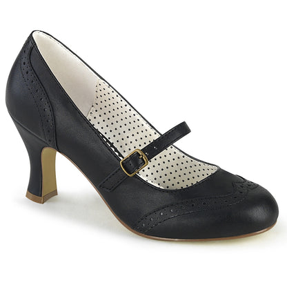 【PIN UP COUTURE】FLAPPER-32 シングルソールシューズ Blk Faux Leather【取寄】