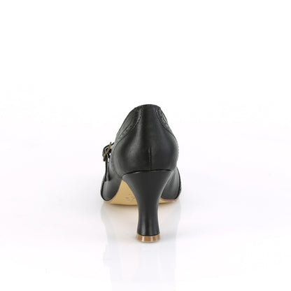 【PIN UP COUTURE】FLAPPER-32 シングルソールシューズ Blk Faux Leather【取寄】
