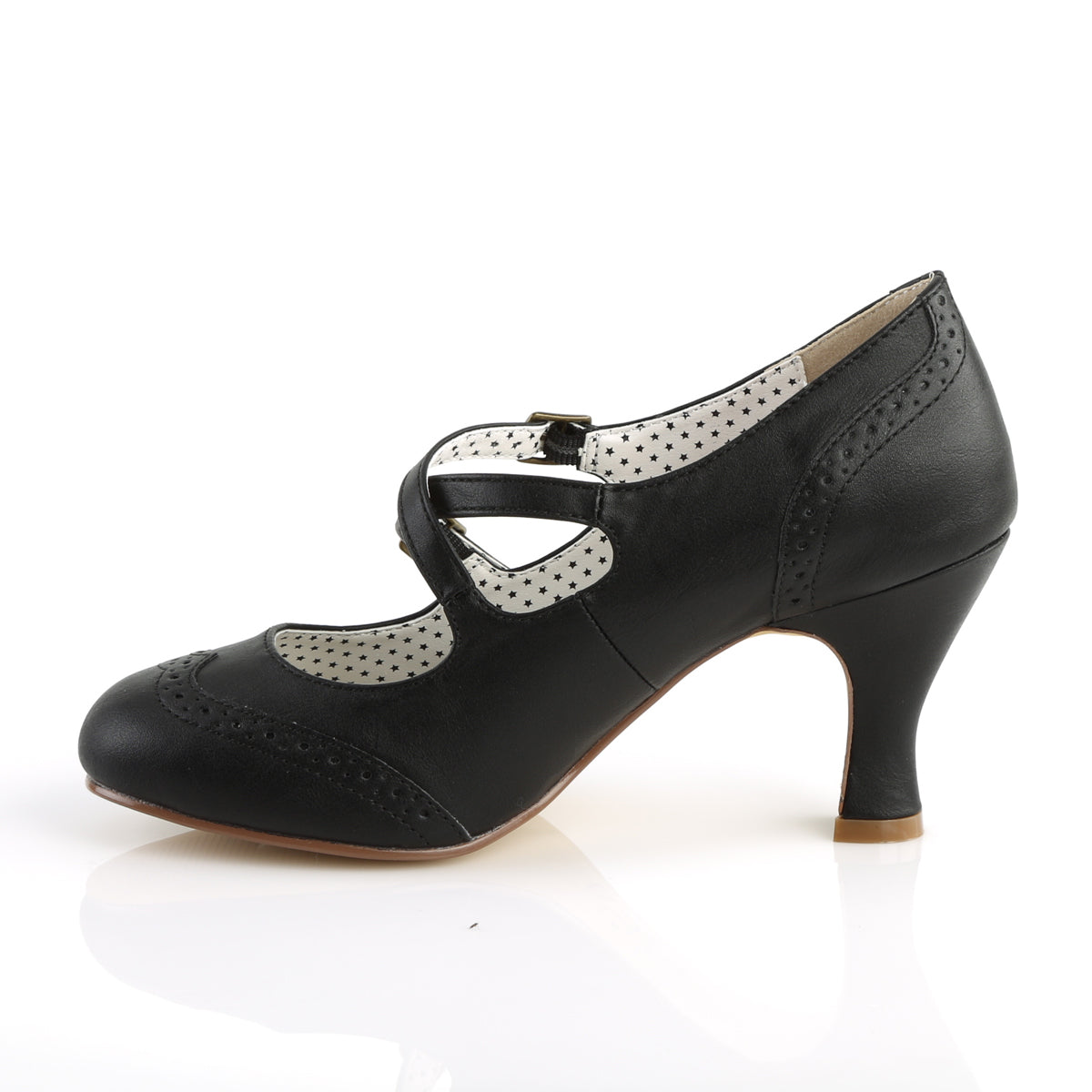 【PIN UP COUTURE】FLAPPER-35 シングルソールシューズ Blk Faux Leather【取寄】