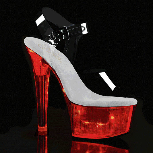 【PLEASER】FLASHDANCE-608CH プラットフォームシューズ Clr/Slv Hologram【取寄】