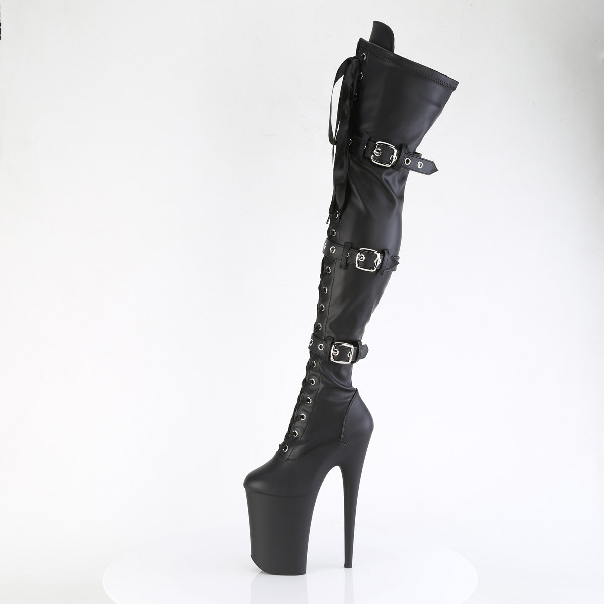 【PLEASER】INFINITY-3028 プラットフォームシューズ Blk Str Faux Le/Blk Matte【取寄】
