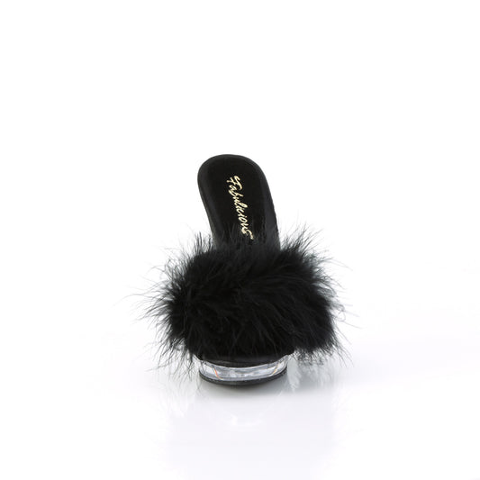 【FABULICIOUS】LIP-101-8 シューズ Blk Satin-Fur/Clr【取寄】