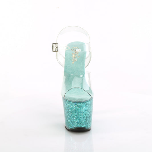 【PLEASER】LOVESICK-708SG シューズ Clr/Aqua multi Iridescent Glitters【取寄】
