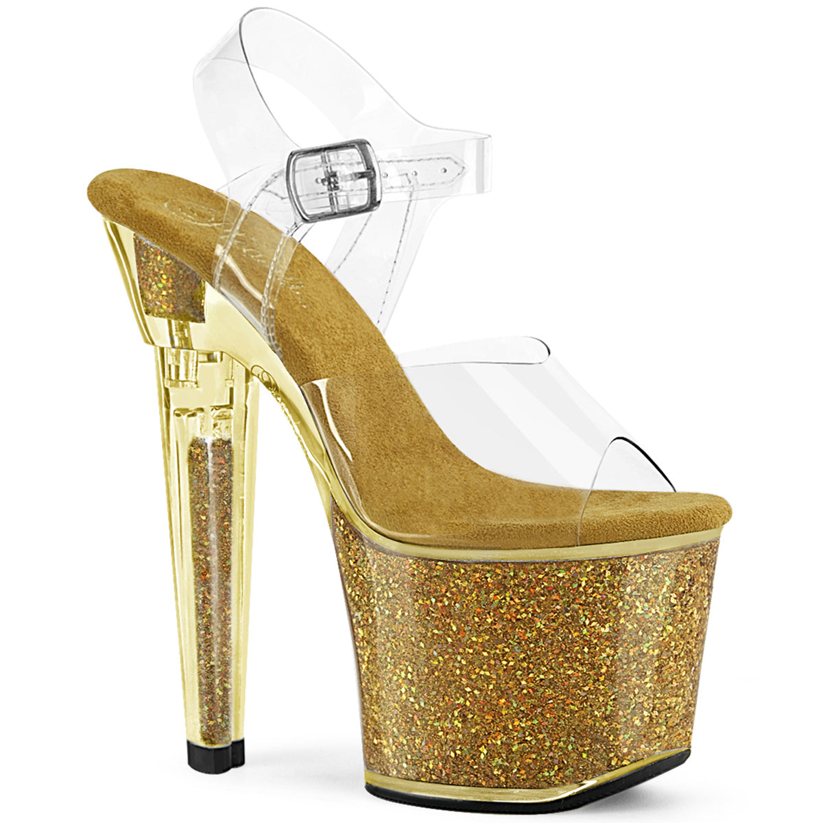 【PLEASER】LOVESICK-708SG プラットフォームシューズ Clr/Gold Multi Iridescent Glitters【取寄】