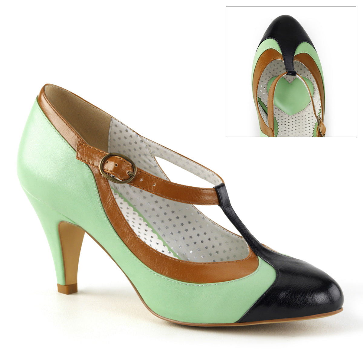 【PIN UP COUTURE】PEACH-03 シングルソールシューズ Mint Multi Faux Leather【取寄】