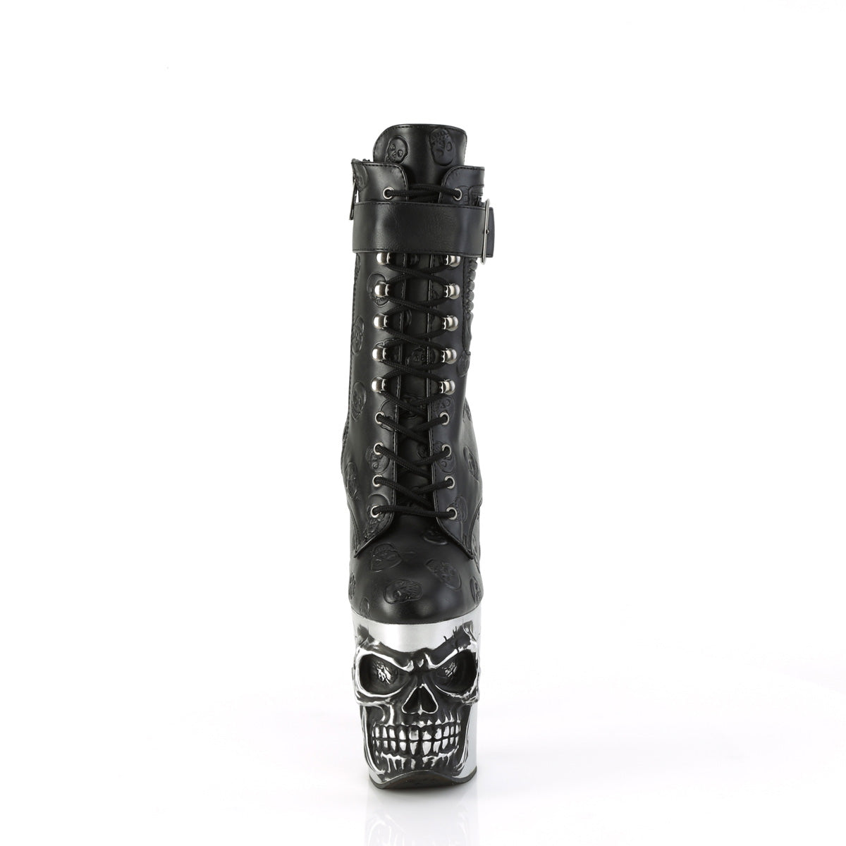 【PLEASER】RAPTURE-1020STR-02 プラットフォームシューズ Blk Faux Leather/Slv Matte-Rubbed Blk【取寄】