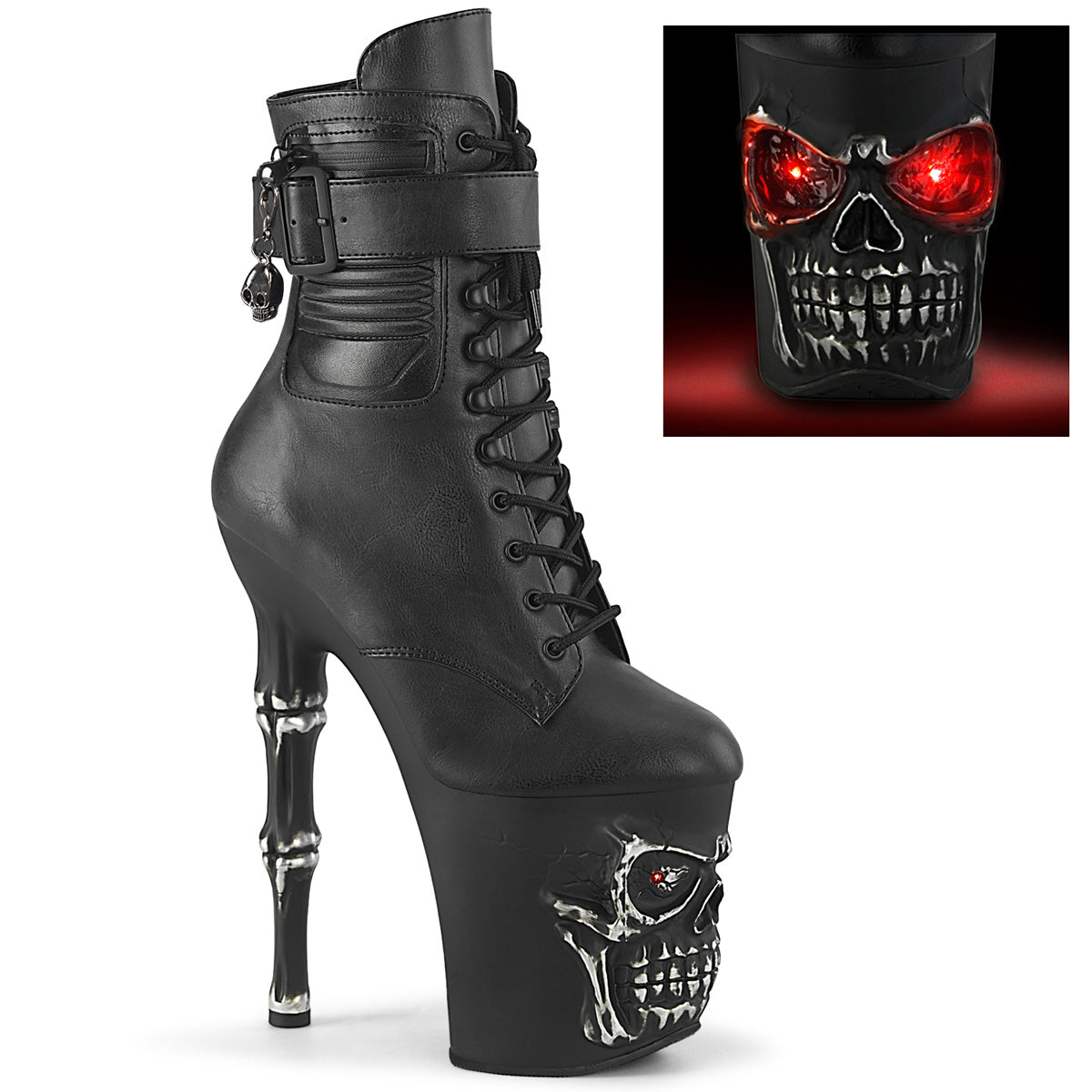 【PLEASER】RAPTURE-1020STR-LT プラットフォームシューズ Blk Faux Leather/Blk Matte-Rubbed Slv【取寄】