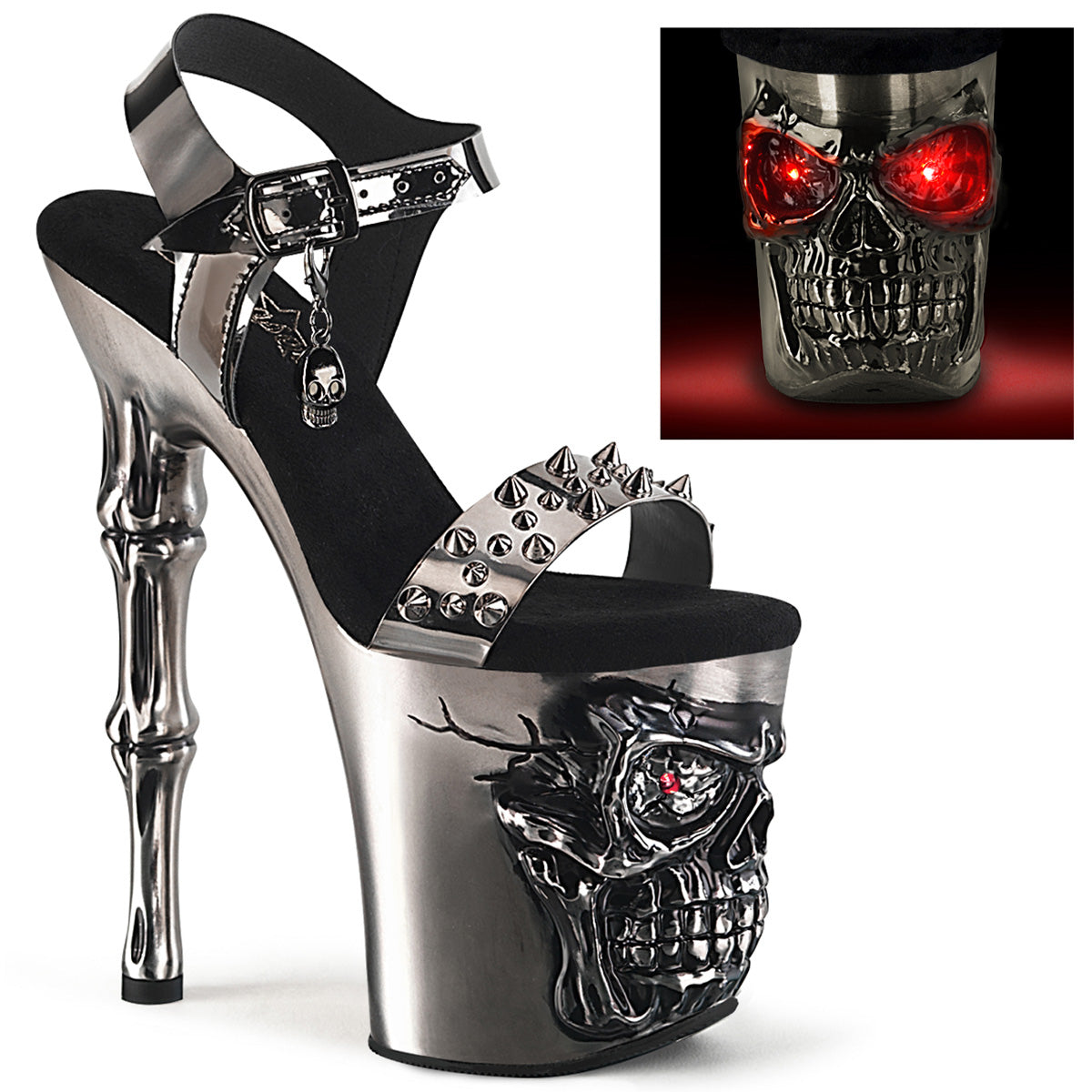 【PLEASER】RAPTURE-812-LT シューズ Pewter TPU/Satin Pewter Chrome【取寄】