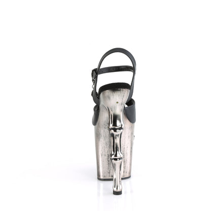 【PLEASER】RAPTURE-809-LT プラットフォームシューズ Blk Faux Leather/Satin Pewter Chrome【取寄】