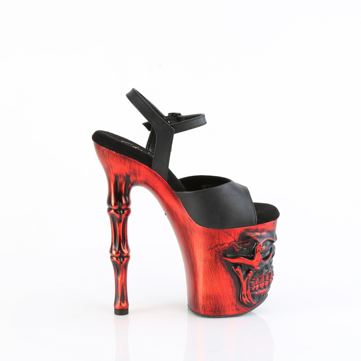 【PLEASER】RAPTURE-809-LT プラットフォームシューズ Blk Faux Leather/Satin Red Chrome【取寄】