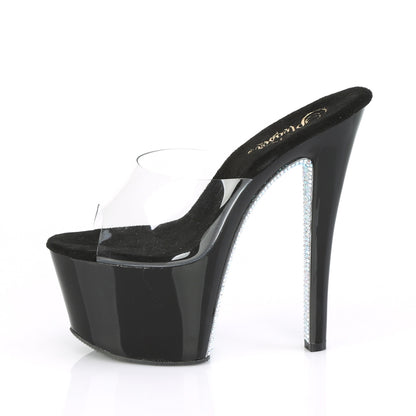 【PLEASER】SKY-301CRS シューズ Clr/Blk-Slv AB Rhinestone【取寄】