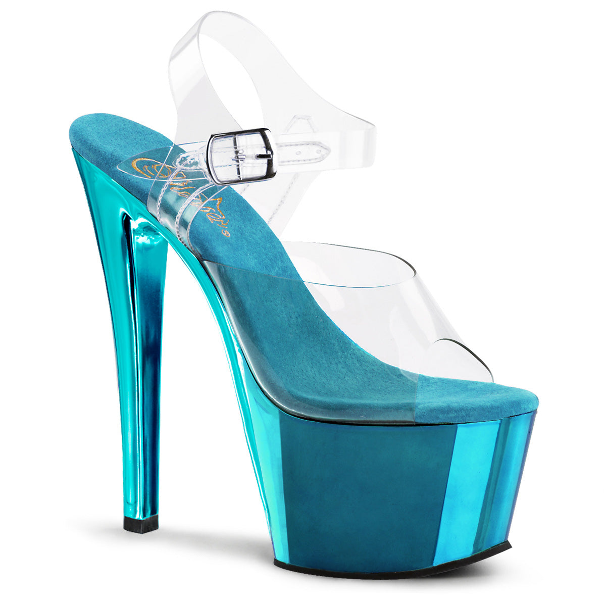 【PLEASER】SKY-308 プラットフォームシューズ Clr/Turquoise Chrome【取寄】