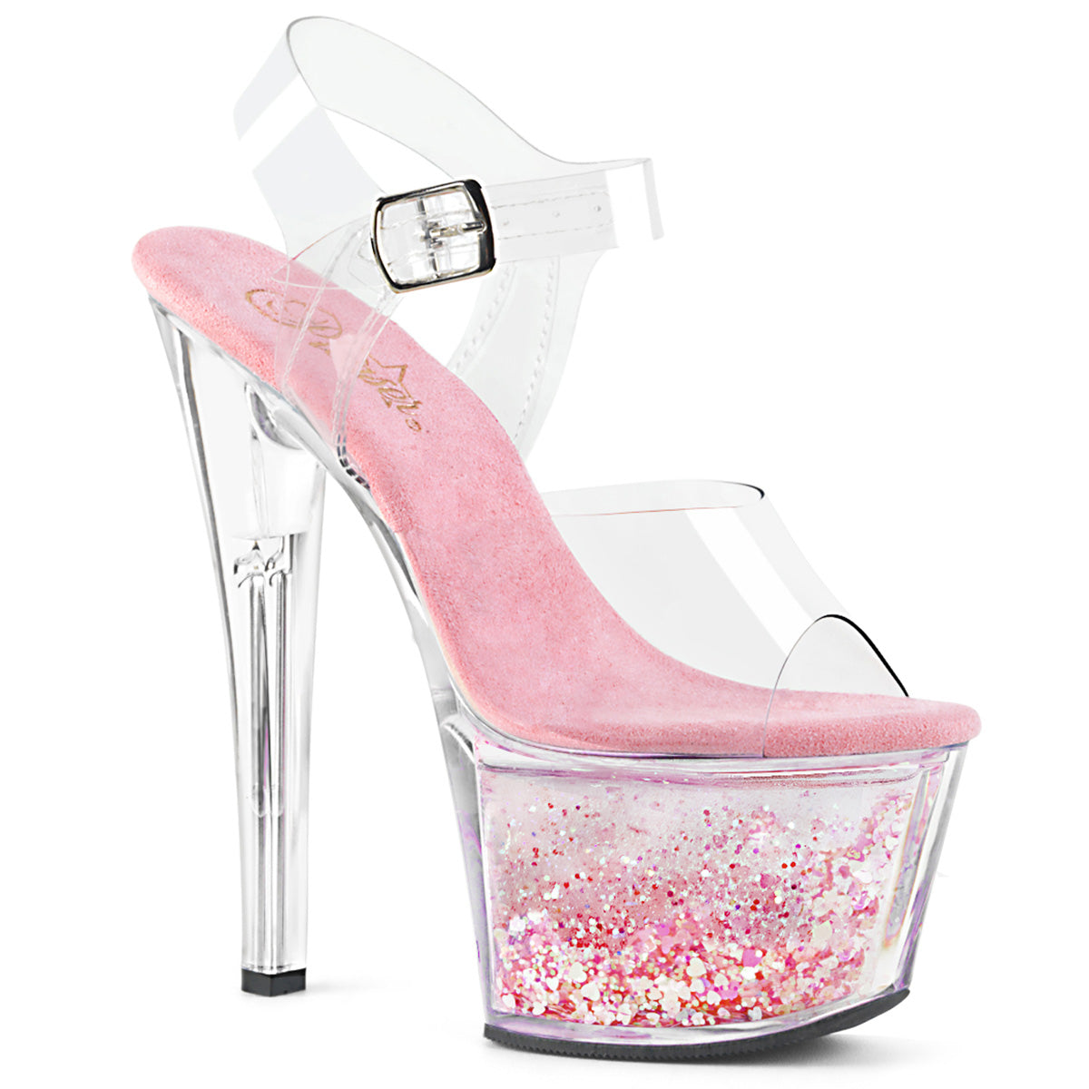 【PLEASER】SKY-308WHG シューズ Clr/Clr-Baby Pink Glitter【取寄】