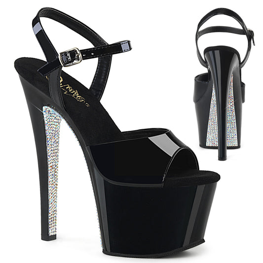 【PLEASER】SKY-309CRS プラットフォームシューズ Blk/Blk-Slv AB RSTN【取寄】