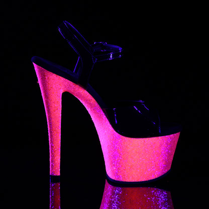 【PLEASER】SKY-309UVLG シューズ Blk Pat/Neon H. Pink Glitter【取寄】