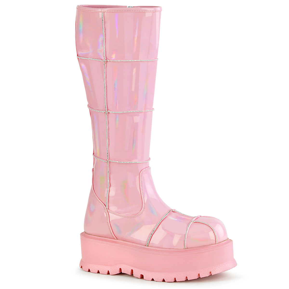 【DEMONIA】SLACKER-230 ミドルブーツ B. Pink Hologram Pat【取寄】