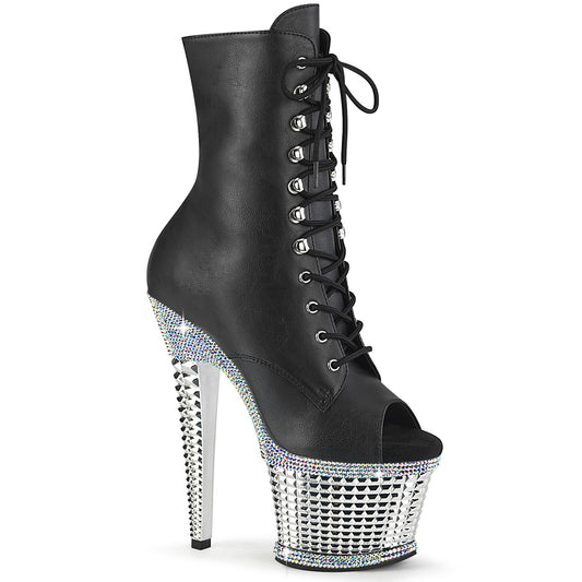 【PLEASER】SPECTATOR-1021RS シューズ Blk Faux Leather/Slv RS-Chrome【取寄】