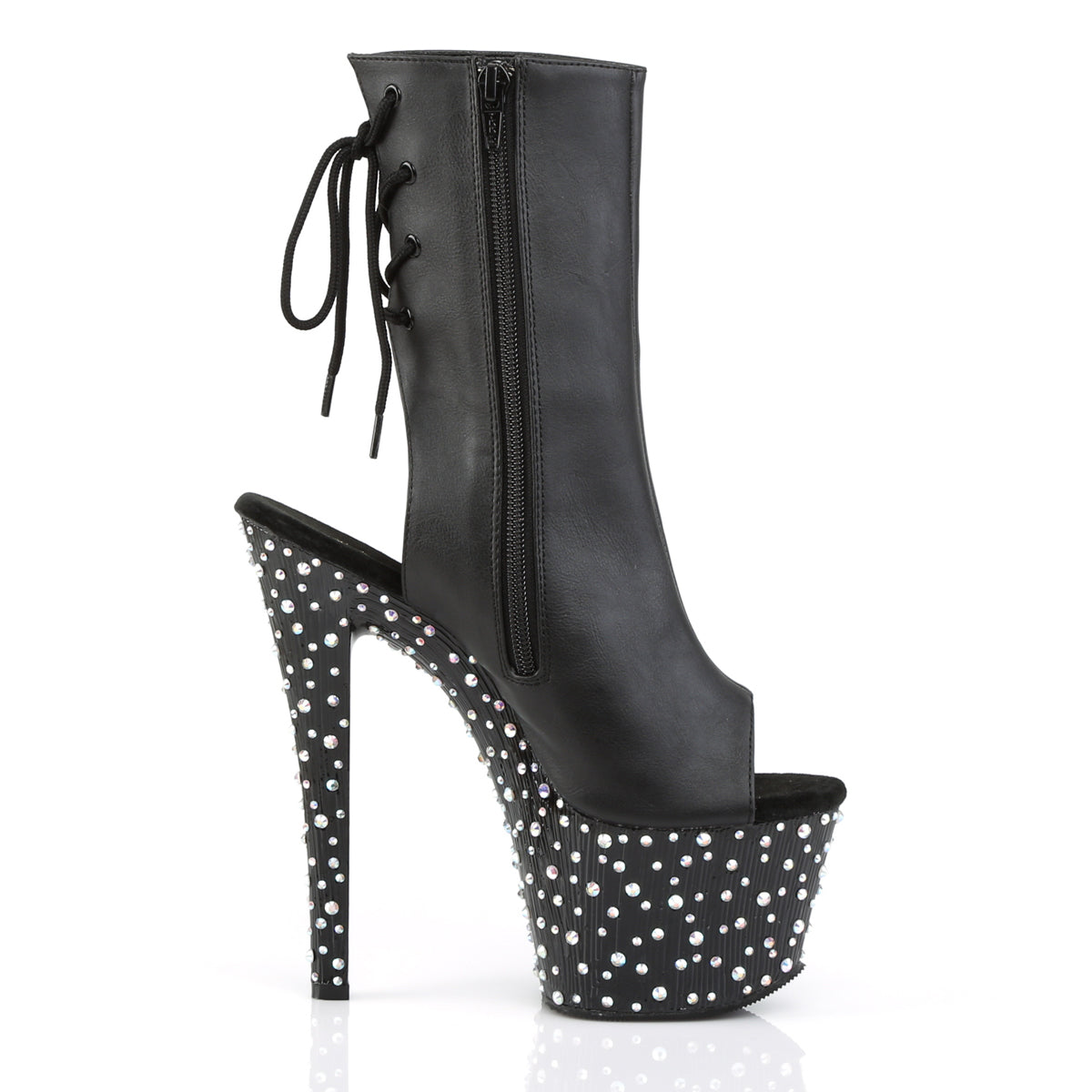 【PLEASER】STARDANCE-1018-7 プラットフォームシューズ Blk Faux Leather/Blk-Slv Multi RS【取寄】