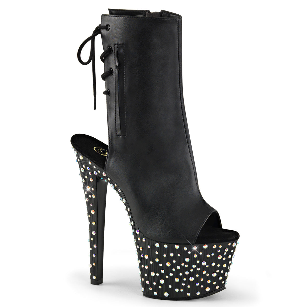 【PLEASER】STARDANCE-1018-7 シューズ Blk Faux Leather/Blk-Slv Multi RS【取寄】