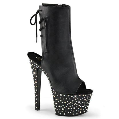 【PLEASER】STARDANCE-1018-7 シューズ Blk Faux Leather/Blk-Slv Multi RS【取寄】