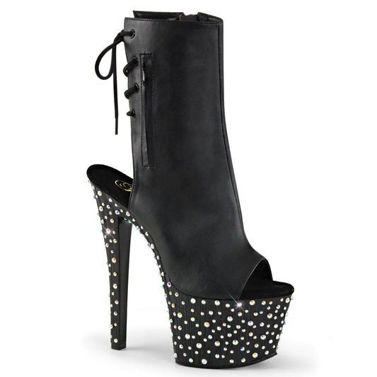 【PLEASER】STARDANCE-1018-7 プラットフォームシューズ Blk Faux Leather/Blk-Slv Multi RS【取寄】