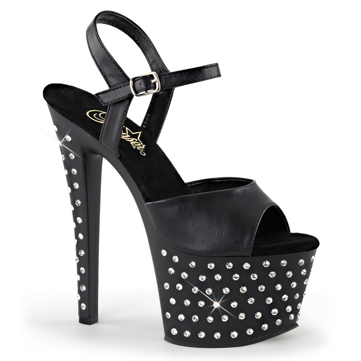 【PLEASER】STARDUST-709 シューズ Blk Faux Leather/Blk Matte【取寄】