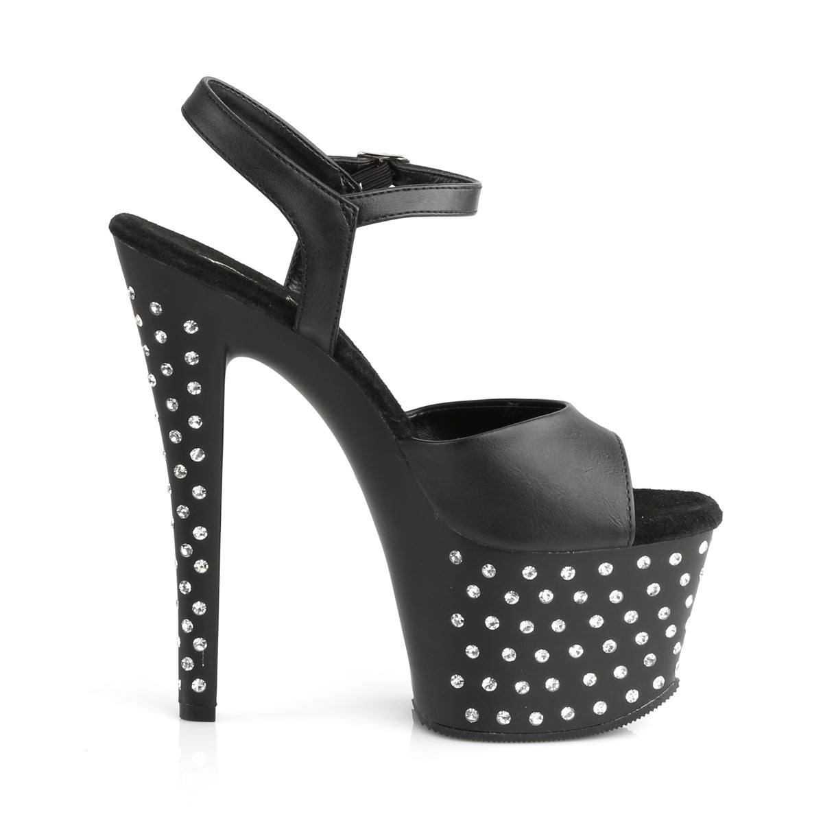 【PLEASER】STARDUST-709 プラットフォームシューズ Blk Faux Leather/Blk Matte【取寄】